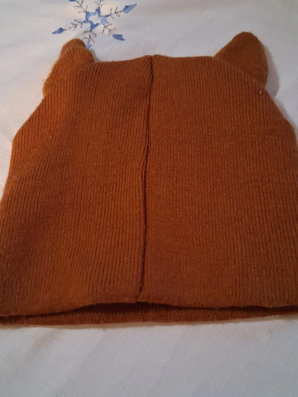 Kids Brown Animal Face Knit Beanie with Ear Accents OS 260953
